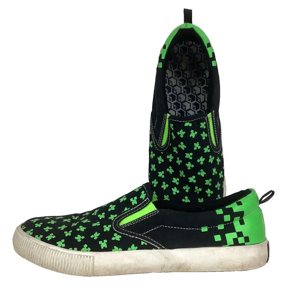 Mojang Minecraft Creeper Shoes - Men's Sz 6 - Black & Green - Low Sneakers